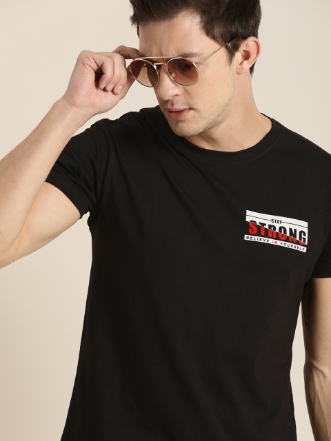 

Moda Rapido Men Black Typography Printed Pure Cotton T-shirt