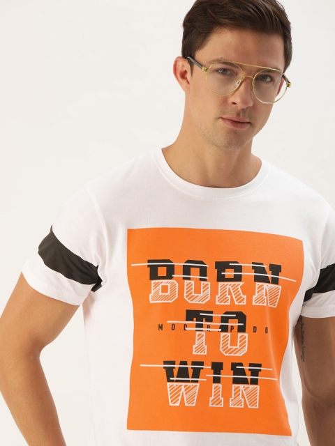 

Moda Rapido Men White Typography Printed Pure Cotton T-shirt