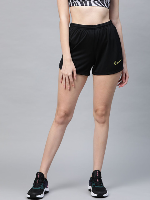 

Nike Women Black Solid Dri-FIT Mid-Rise Sports Shorts