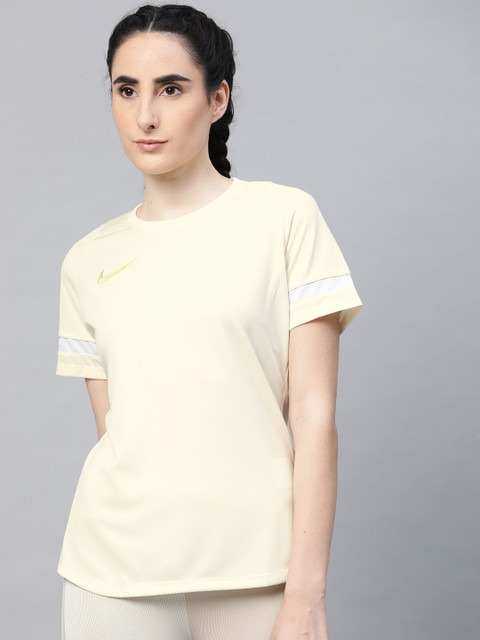

Nike Women Cream-Colored Solid Dri-FIT Sports T-Shirt