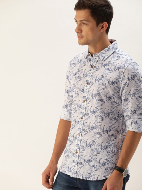 

United Colors of Benetton Men White Slim Fit Printed Casual Shirt