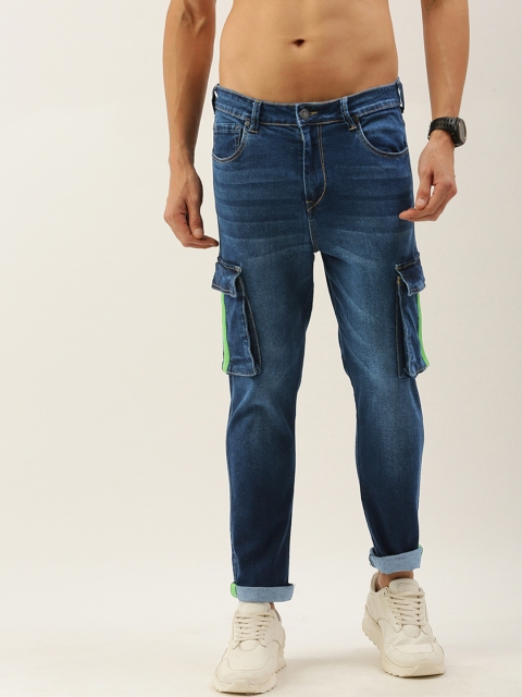 

Moda Rapido Men Blue Slim Fit Low-Rise Light Fade Stretchable Cargo Jeans