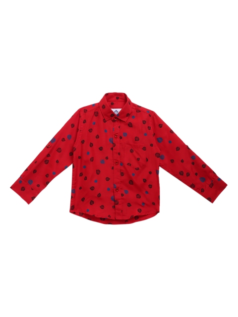 

Kidling Boys Red & Black Pure Cotton Printed Casual Shirt
