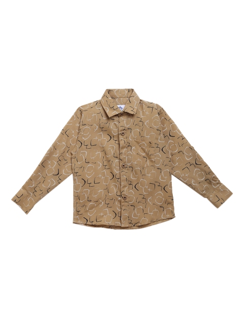 

Kidling Boys Beige & Off-White Pure Cotton Printed Casual Shirt