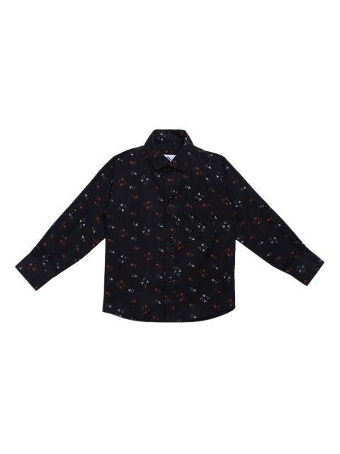 

Kidling Boys Black Pure Cotton Printed Casual Shirt