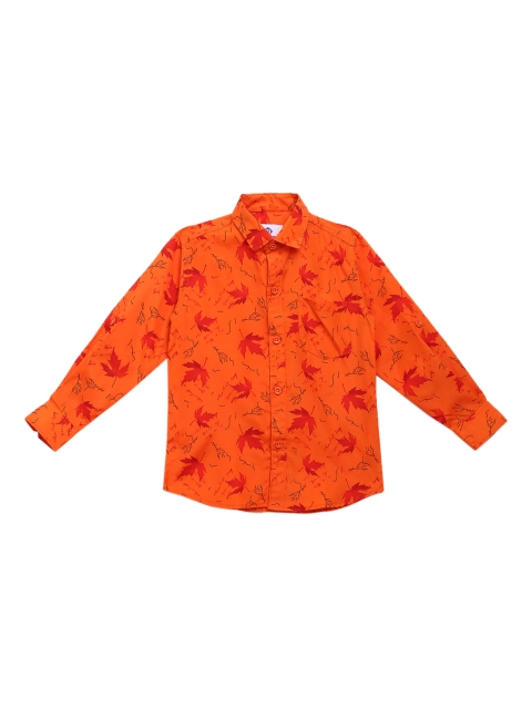 

Kidling Boys Orange & Red Pure Cotton Printed Casual Shirt