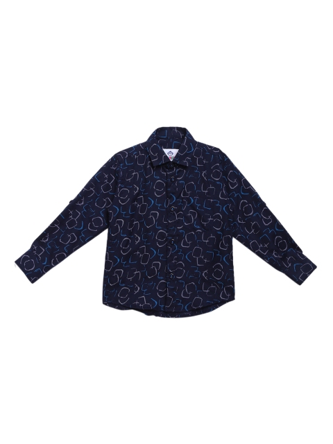

Kidling Boys Navy Pure Cotton Printed Casual Shirt, Navy blue