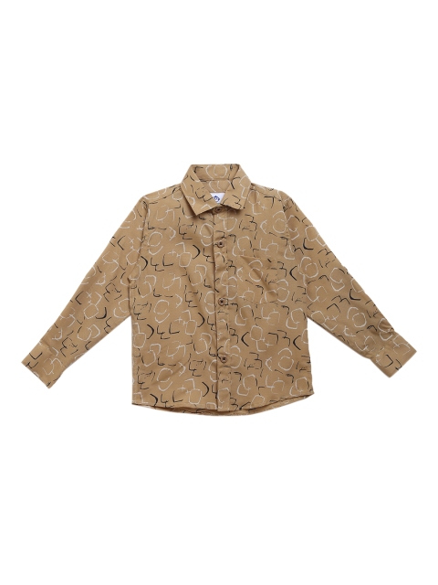 

Kidling Boys Beige & Off-White Pure Cotton Printed Casual Shirt