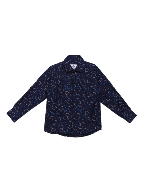 

Kidling Boys Navy Pure Cotton Printed Casual Shirt, Navy blue