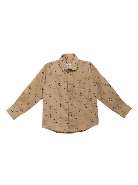 

Kidling Boys Beige Pure Cotton Printed Casual Shirt