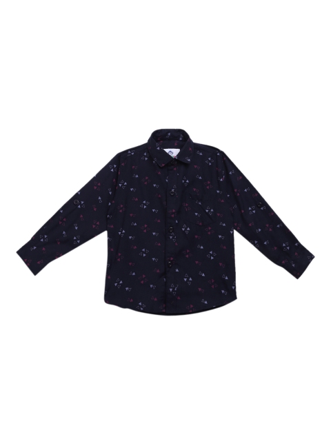 

Kidling Boys Navy Pure Cotton Printed Casual Shirt, Navy blue