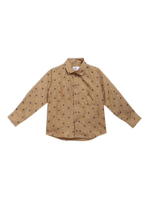 

Kidling Boys Beige Pure Cotton Printed Casual Shirt