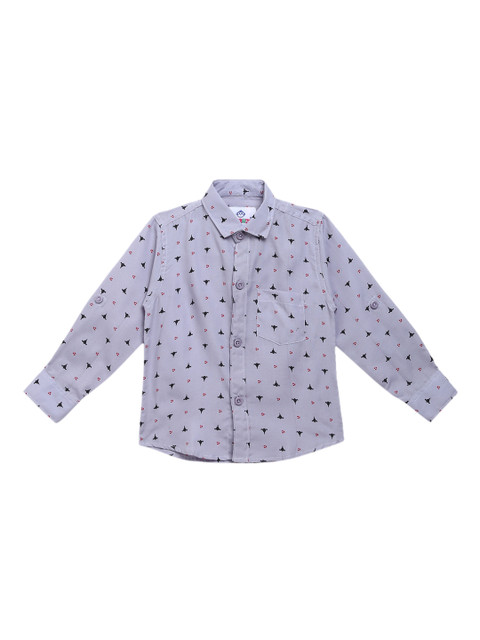 

Kidling Boys Grey Pure Cotton Printed Casual Shirt