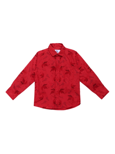 

Kidling Boys Red Pure Cotton Printed Casual Shirt