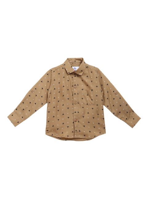 

Kidling Boys Beige Pure Cotton Printed Casual Shirt