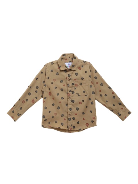 

Kidling Boys Beige Pure Cotton Printed Casual Shirt