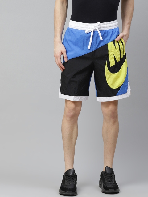 

Nike Men Black & Blue Printed Dri-Fit Throwback Futura Regular Fit Basketball Shorts