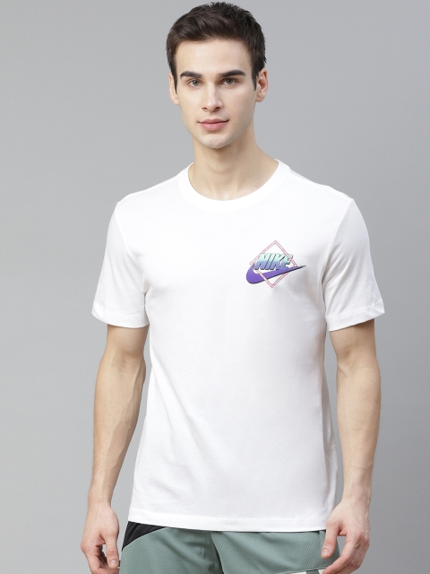 

Nike Men White Beach Rollerblade Cotton Printed Back Pure Cotton T-shirt