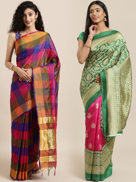 

KALINI Pack of 2 Multicoloured Printed Art Silk Saree, Multi