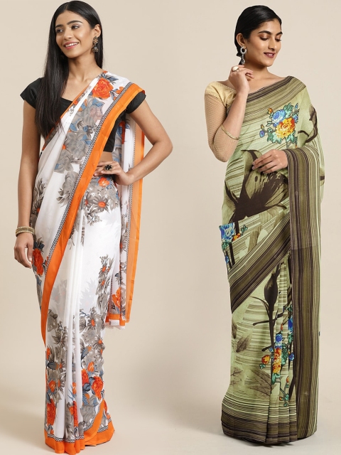 

KALINI Multicolored Printed Saree, White