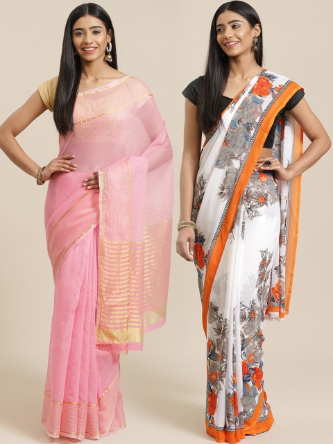 

KALINI Multicolored Printed Saree, Pink