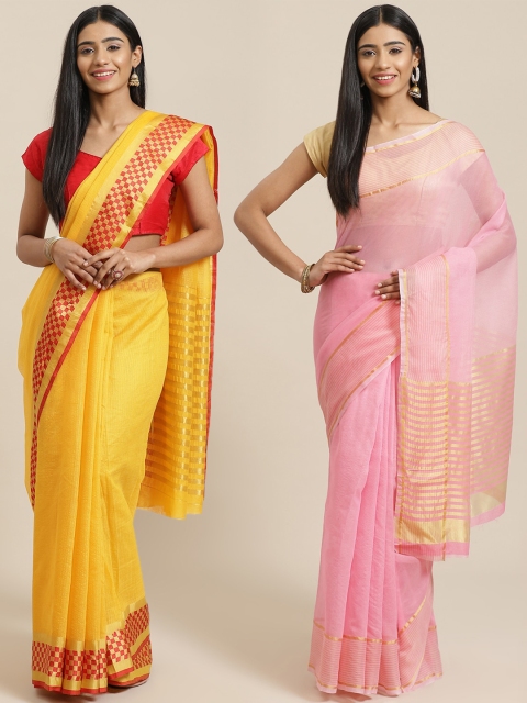 KALINI Multicolored Printed Saree, Yellow