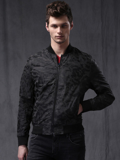 

WROGN Black Printed Bomber Jacket