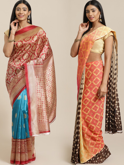 

KALINI Multicolored Printed Saree, Red
