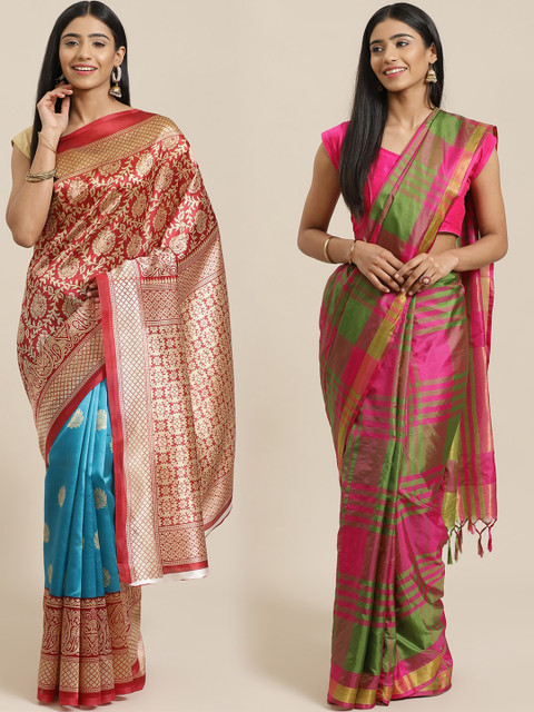 

KALINI Multicolored Printed Saree, Red