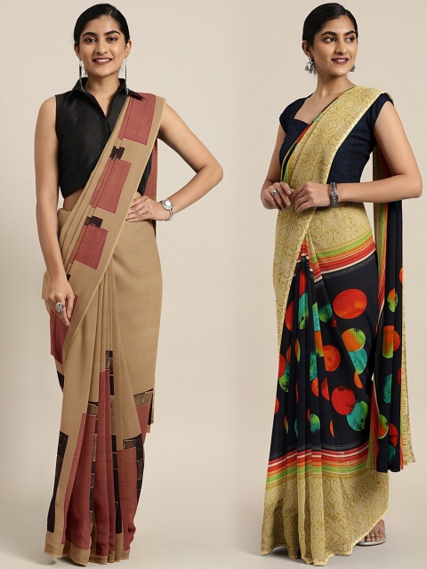 

KALINI Multicolored Printed Saree, Brown