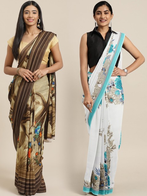 

KALINI Multicolored Floral Saree, Brown