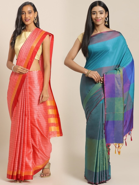 

KALINI Pack Of 2 Art Silk Printed Sarees, Pink
