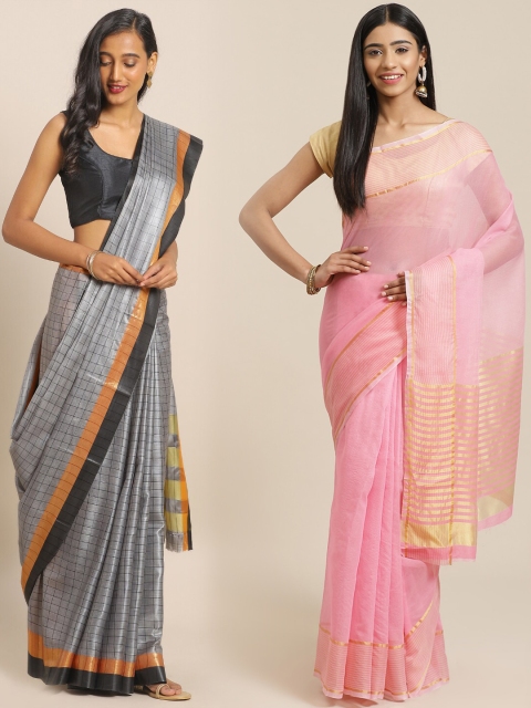 

KALINI Pack Of 2 Printed Sarees, Grey