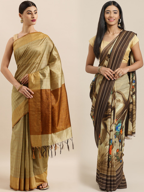 

KALINI Multicoloured Printed Saree, Beige