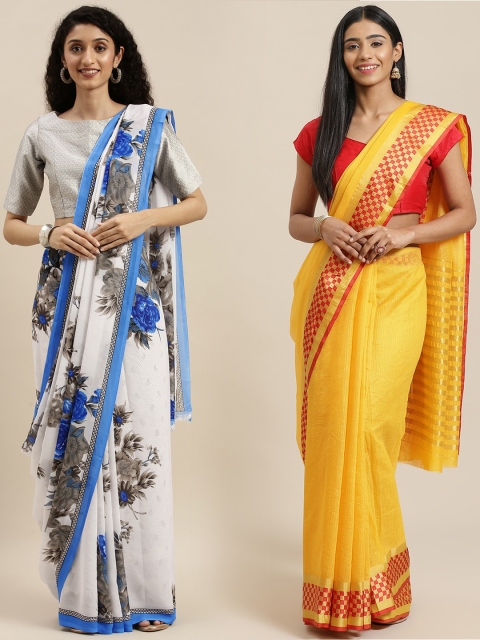 

KALINI Pack Of 2 Printed Sarees, Blue