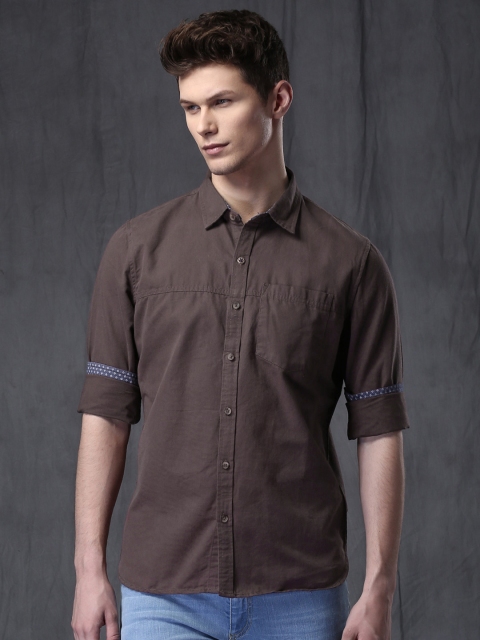 

WROGN Men Coffee Brown Slim Fit Solid Casual Shirt