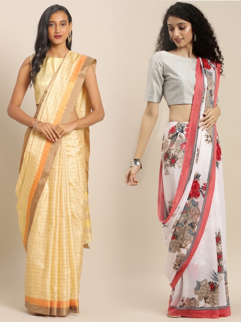 

KALINI Multicoloured Printed Saree, Cream