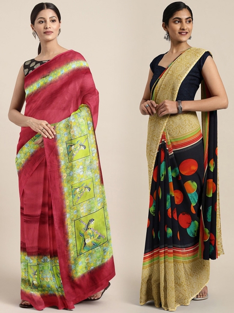 

KALINI Multicoloured Printed Saree, Red