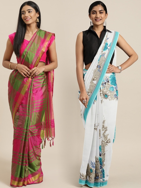 

KALINI Multicoloured Printed Saree, Magenta