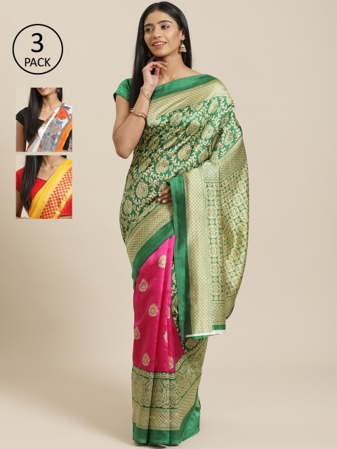 

KALINI Multicoloured Printed Saree, Green