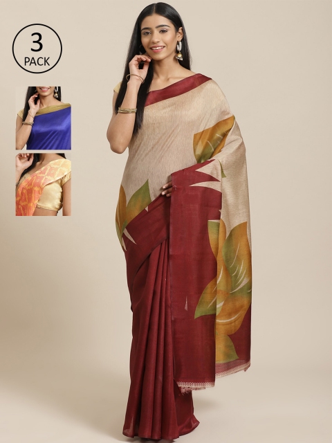 

KALINI Multicoloured Printed Saree, Beige