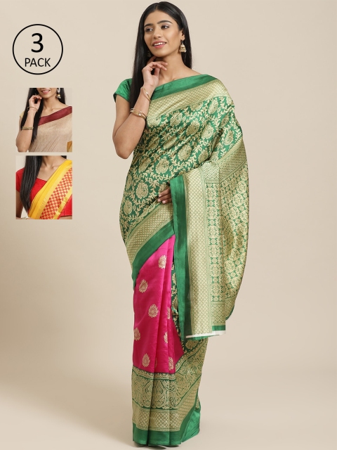 

KALINI Multicoloured Printed Saree, Green