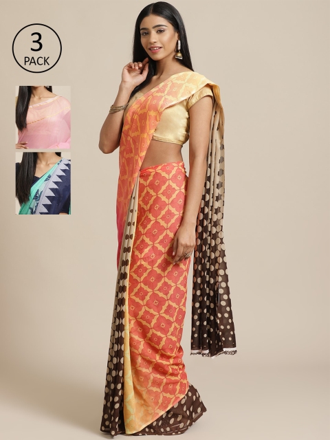 

KALINI Multicoloured Printed Saree, Peach