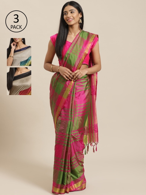 

KALINI Multicoloured Printed Saree, Navy blue