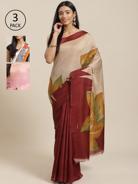 

KALINI Pack of 3 Printed Saree, Multi