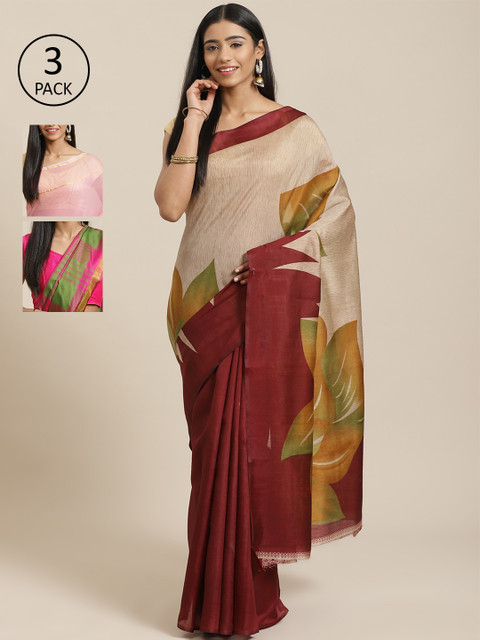 

KALINI Pack of 3 Printed Saree, Multi