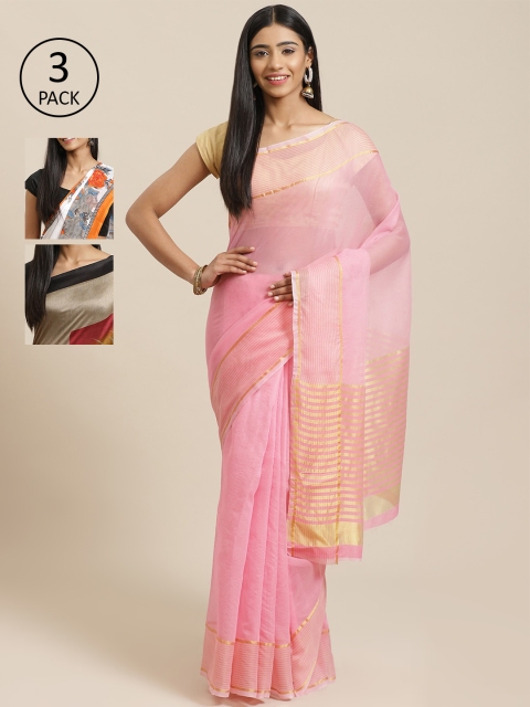 

KALINI Multicoloured Printed Saree, Pink