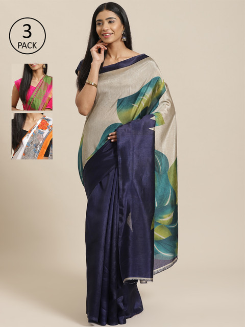 

KALINI Multicoloured Printed Saree, Pink