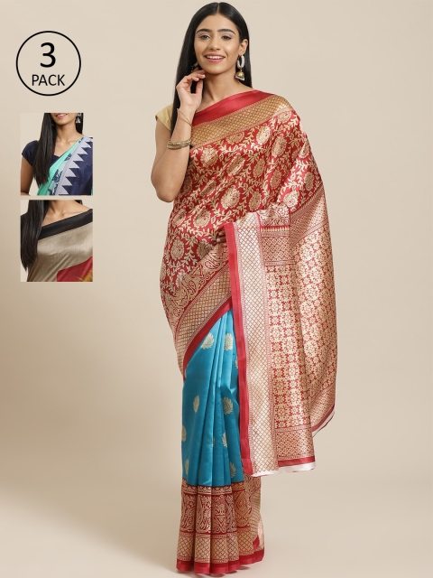

KALINI Pack of 3 Printed Saree, Multi