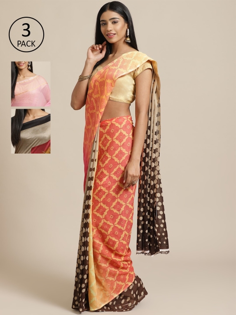 

KALINI Multicoloured Printed Saree, Peach